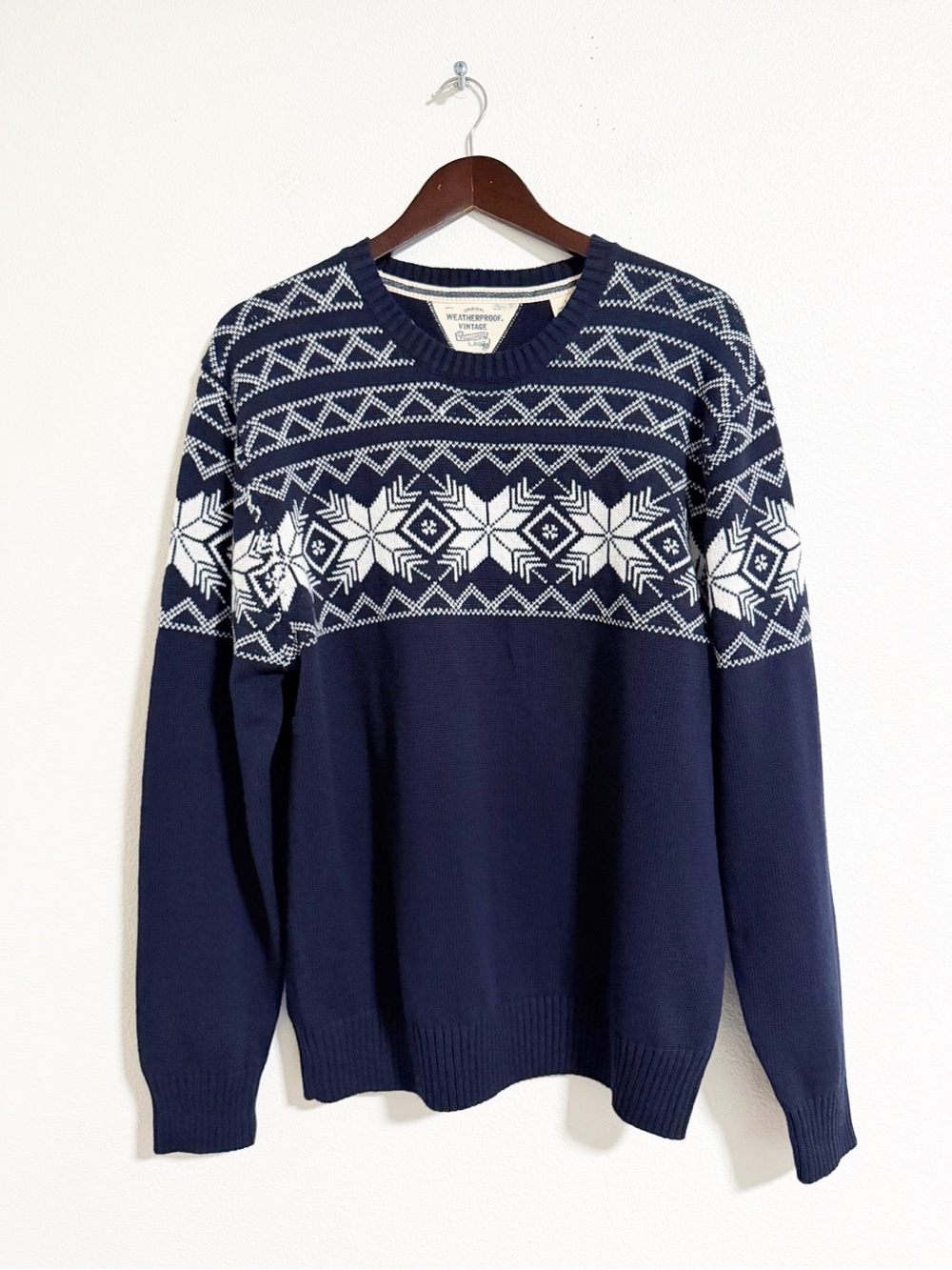 NEW Weatherproof Vintage Snowflake Fairisle Cotton Sweater